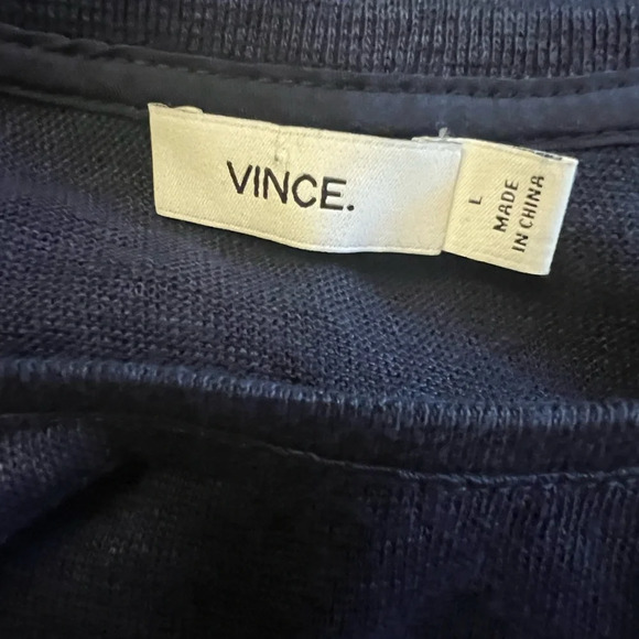 Vince women’s sheer navy blue lightweight 100% linen sz Large 3/4 sleeve - Picture 3 of 3